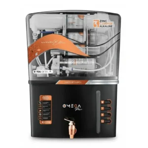 Omega Pro Black 7-Stage RO Water Purifier (RO+UV+UF+TDS, Mineral Enhancer, 15-18 L/hr, 10L)